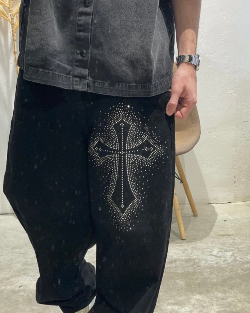 Pantalón Baggy Cruz Con Strass