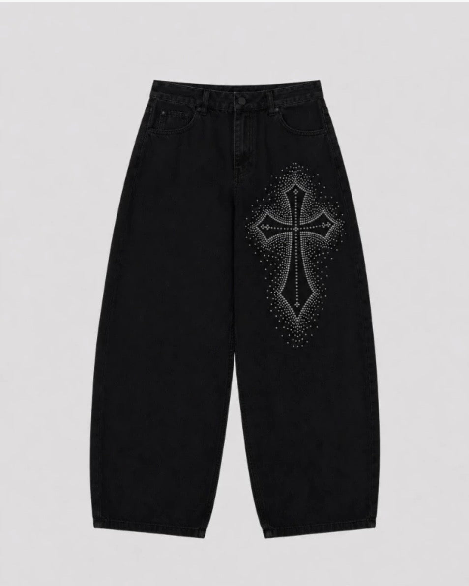Pantalón Baggy Cruz Con Strass