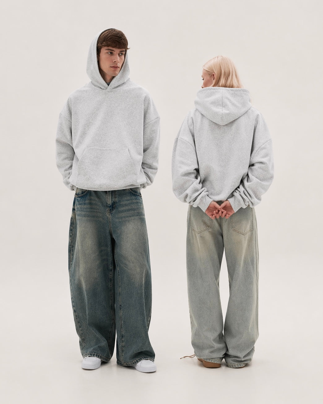 Hoodie Gris Melange Básico