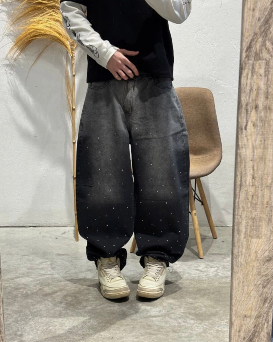 Pantalón Baggy Estrellado Con Strass