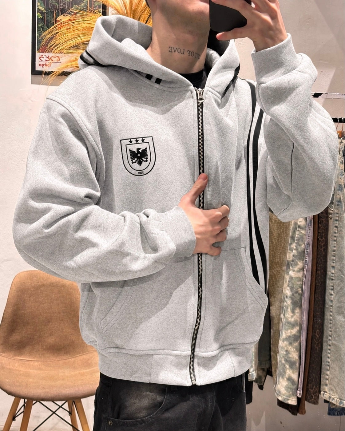 Campera Boxy Tennis Club Gris