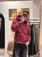 Campera Boxy Con Strass Bordó