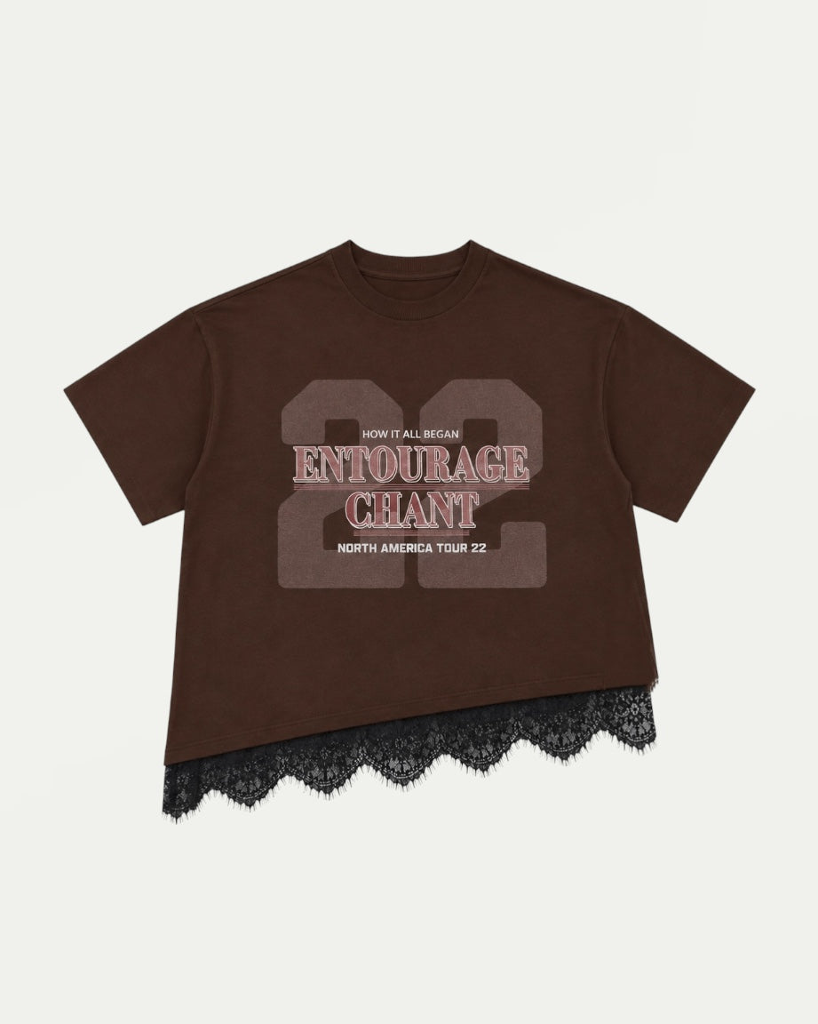 Remera Con Encaje Chocolate