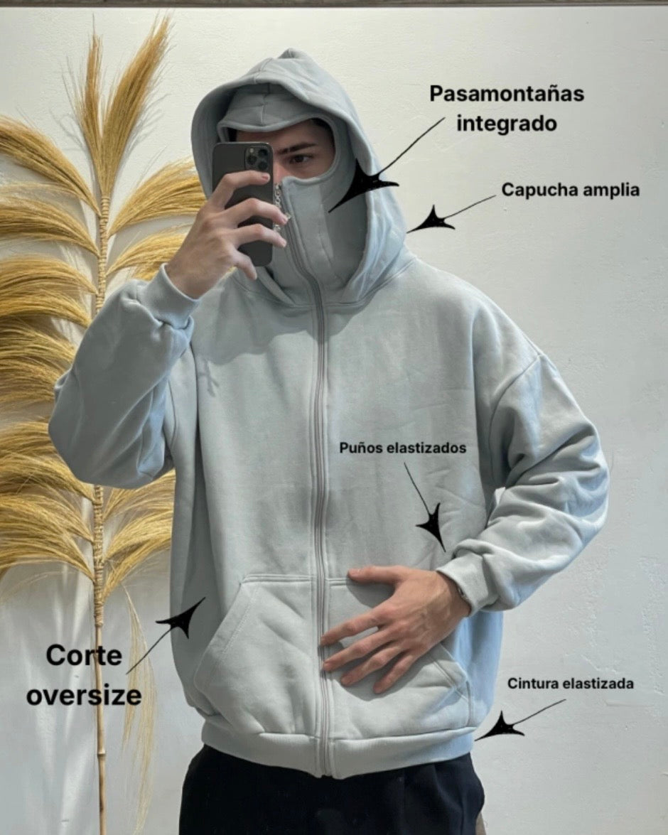 Campera Balaclava Gris Claro