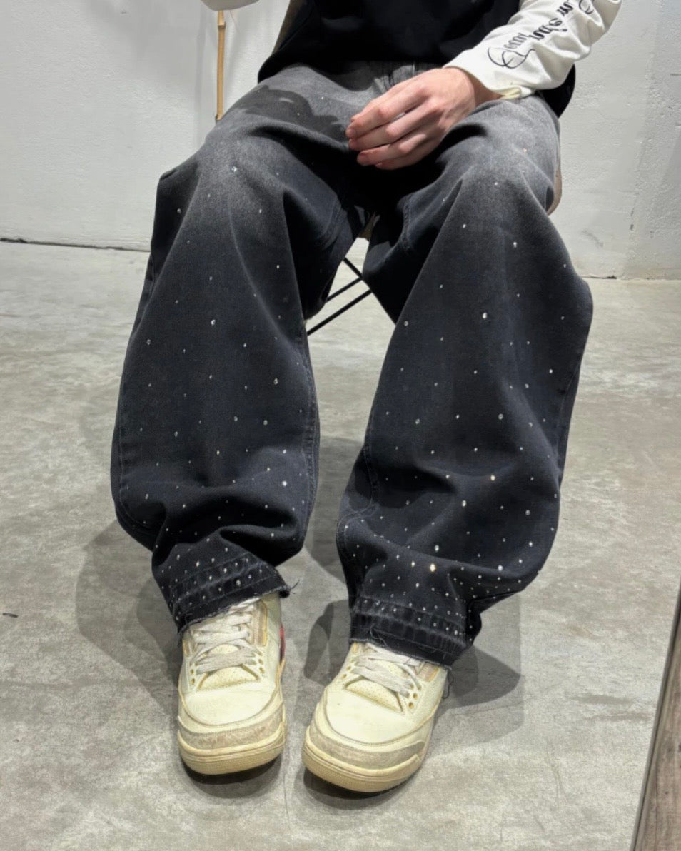 Pantalón Baggy Estrellado Con Strass