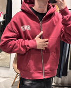 Campera Boxy Con Strass Bordó