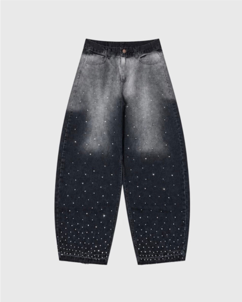 Pantalón Baggy Estrellado Con Strass