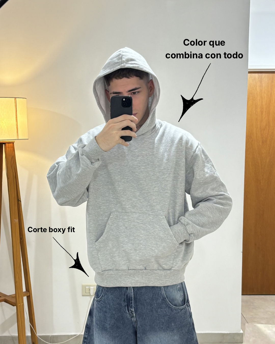 Hoodie Gris Melange Básico