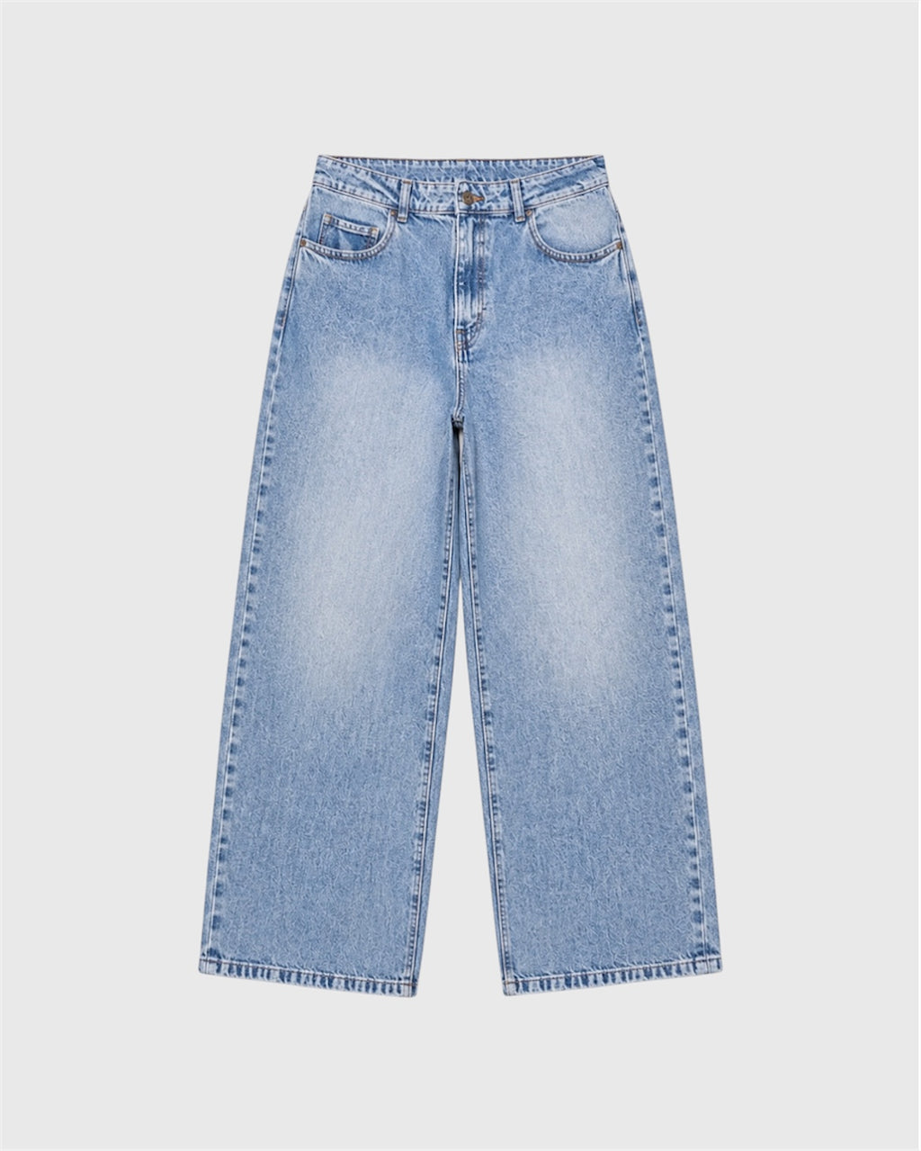 Pantalón De Corte Recto Celeste