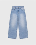 Pantalón De Corte Recto Celeste
