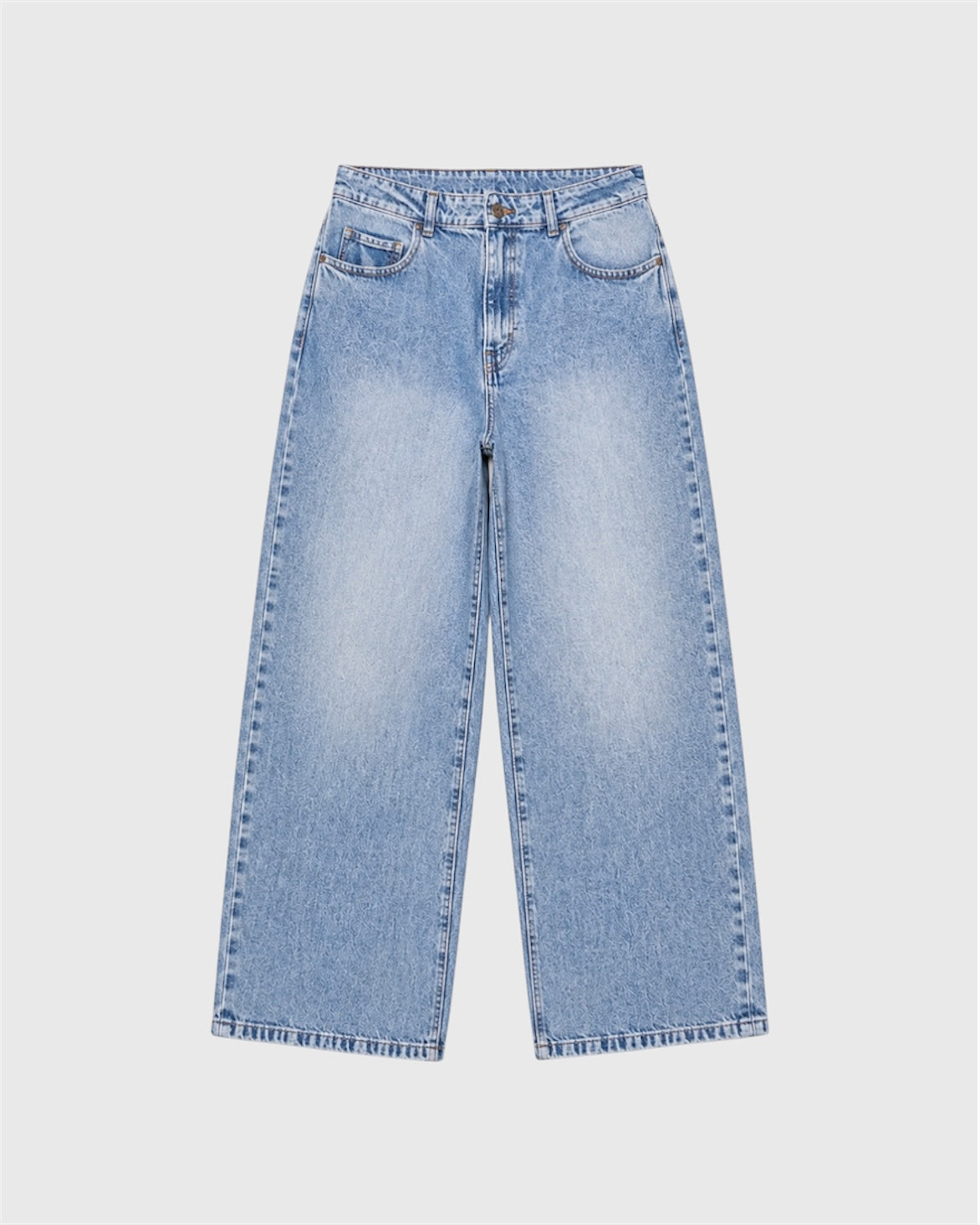 Pantalón De Corte Recto Celeste