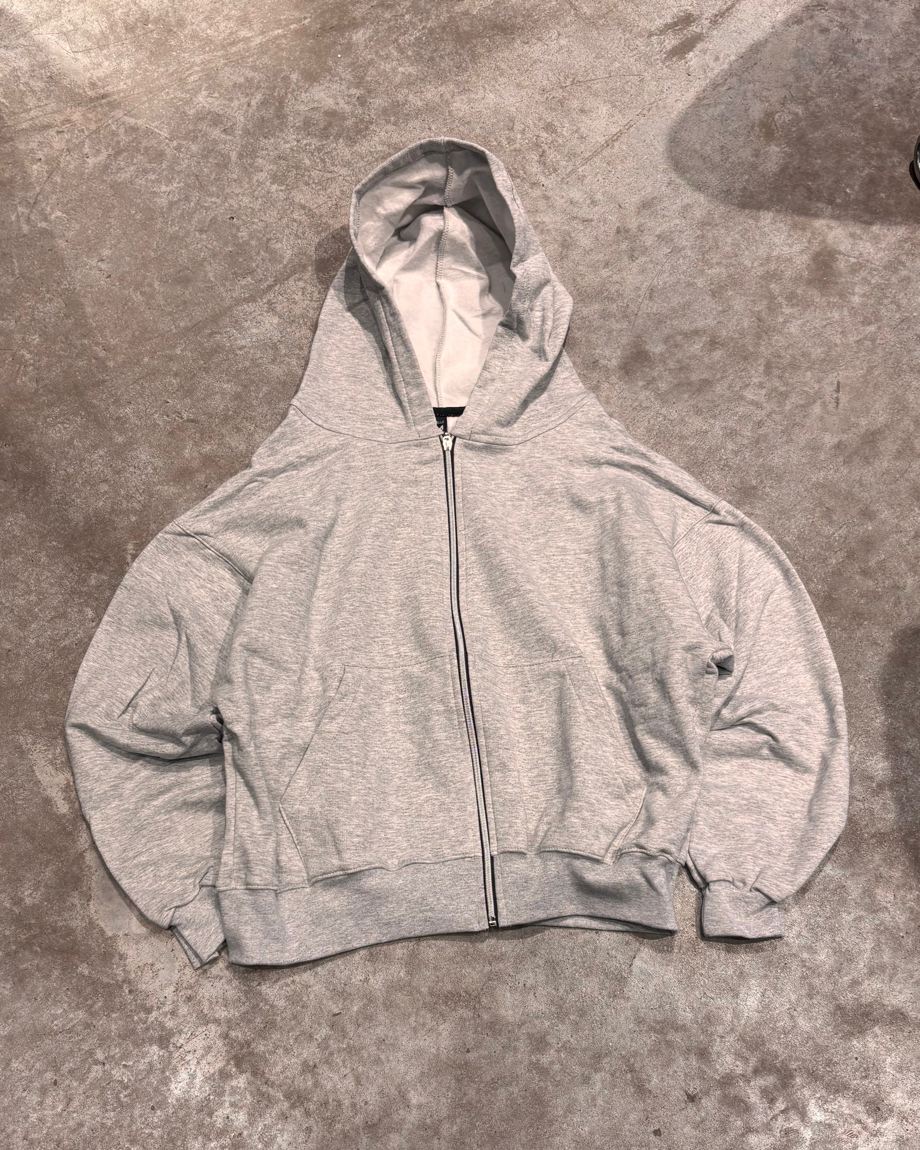 Campera Zip Básica Gris Melange