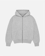 Campera Zip Básica Gris Melange